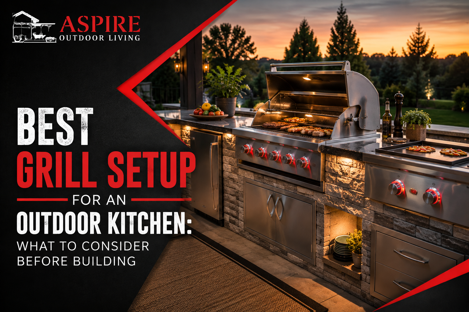 Best grill setup for an outdoor kitchen with built-in stainless steel grill and griddle