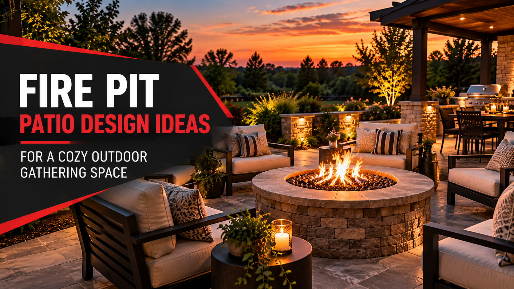 Fire pit patio design ideas for a cozy backyard gathering space.